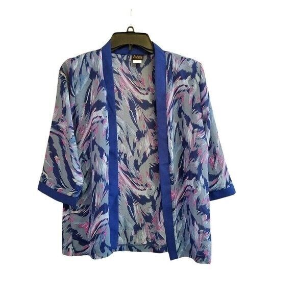 Salon Studio Womens Sz SP Blue Pink Geometric Long Sleeve Cardigan - Picture 1 of 9